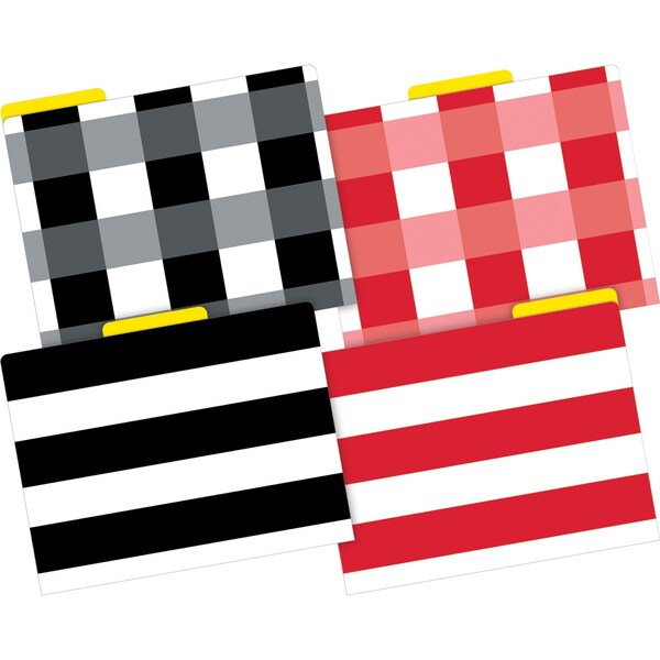 Buffalo Plaid & Wide Stripes Designer Letter File Folders, Multi-Design Set, 24/Package